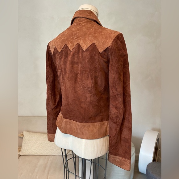 SUEDE PATCHWORK 70s STYLE ZIP UP LEATHER JACKET - Picture 6 of 14